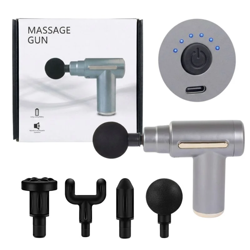 Deep Tissue Muscle Massage Gun | Fascia Relaxation Massage Gun with 6 Speed Levels & 4 Massage Heads | Random Color